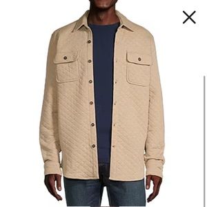 St John’s Bay Large Beige Tan Brown Men’s Quilted Shirt Jacket Button-Up Pockets